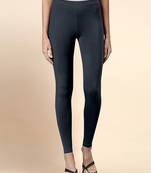 Grey Microfiber elastane stretch soft ankle length leggings with ultrasoft waistband