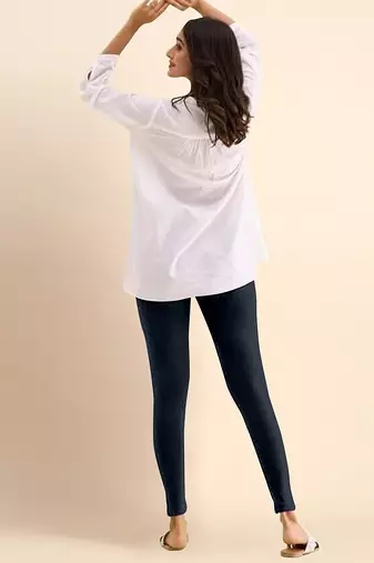 Grey Microfiber elastane stretch soft ankle length leggings with ultrasoft waistband