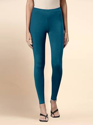 Indigo Microfiber elastane stretch soft ankle length leggings with ultrasoft waistband 1