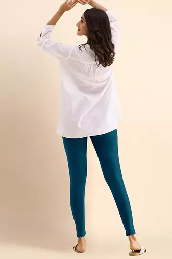 Indigo Microfiber elastane stretch soft ankle length leggings with ultrasoft waistband