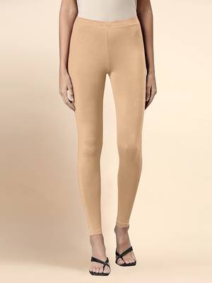 LightPeach Microfiber elastane stretch soft ankle length leggings with ultrasoft waistband 1