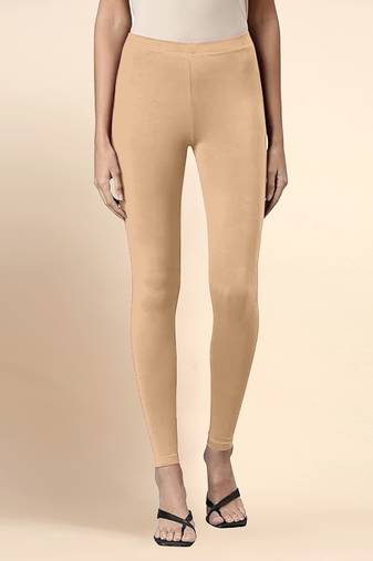 LightPeach Microfiber elastane stretch soft ankle length leggings with ultrasoft waistband