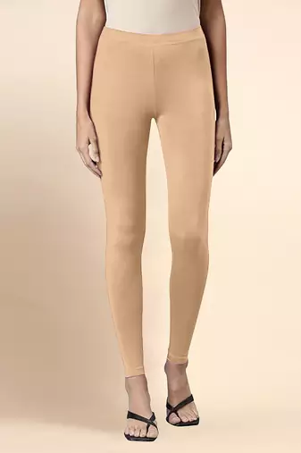 LightPeach Microfiber elastane stretch soft ankle length leggings with ultrasoft waistband