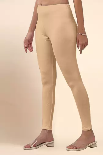 LightPeach Microfiber elastane stretch soft ankle length leggings with ultrasoft waistband