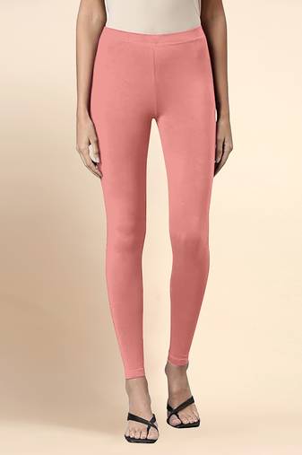 LightPink Microfiber elastane stretch soft ankle length leggings with ultrasoft waistband