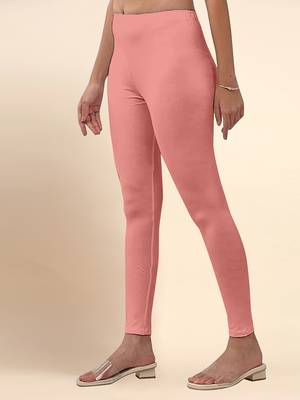 LightPink Microfiber elastane stretch soft ankle length leggings with ultrasoft waistband 3