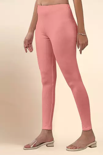 LightPink Microfiber elastane stretch soft ankle length leggings with ultrasoft waistband
