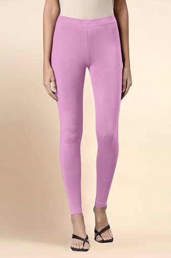 Lilac Microfiber elastane stretch soft ankle length leggings with ultrasoft waistband