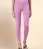 Lilac Microfiber elastane stretch soft ankle length leggings with ultrasoft waistband