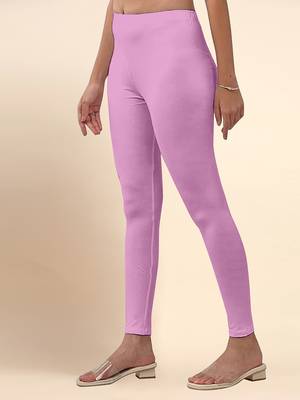 Lilac Microfiber elastane stretch soft ankle length leggings with ultrasoft waistband 3