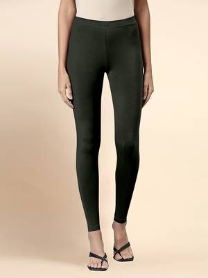 Mehndi Microfiber elastane stretch soft ankle length leggings with ultrasoft waistband 1