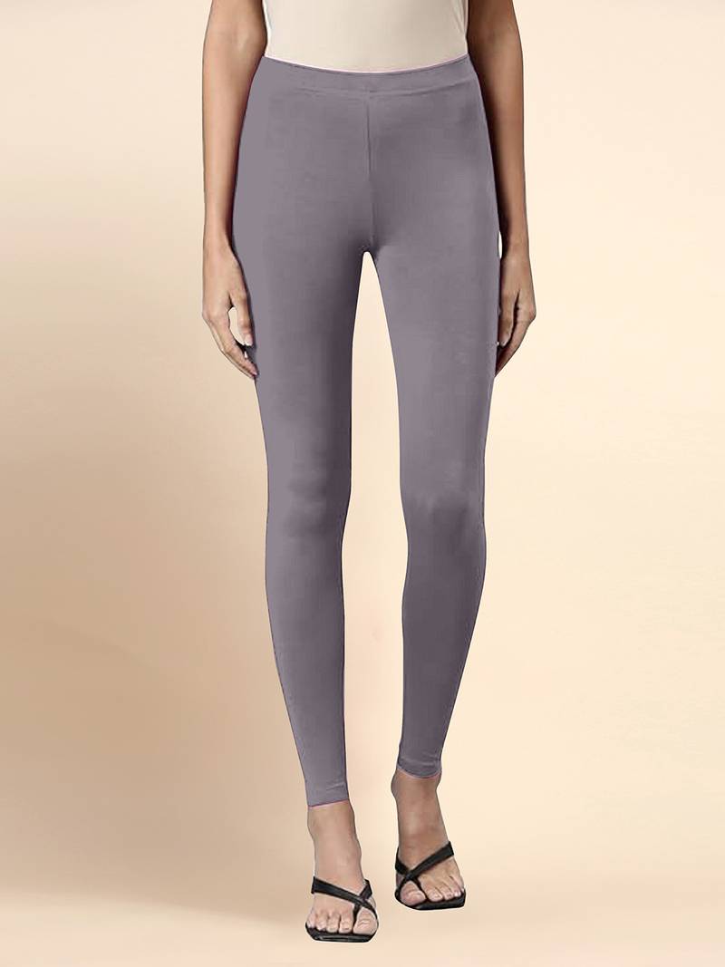 Mud Microfiber elastane stretch soft ankle length leggings with ultrasoft waistband