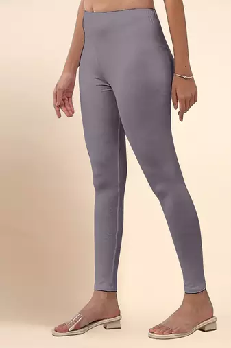 Mud Microfiber elastane stretch soft ankle length leggings with ultrasoft waistband