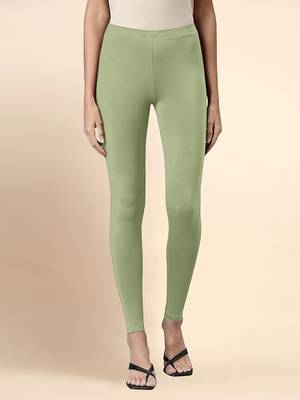 OliveGreen Microfiber elastane stretch soft ankle length leggings with ultrasoft waistband 1