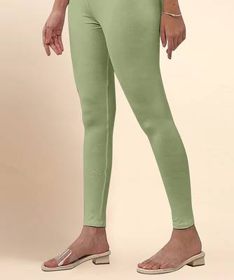 OliveGreen Microfiber elastane stretch soft ankle length leggings with ultrasoft waistband 3