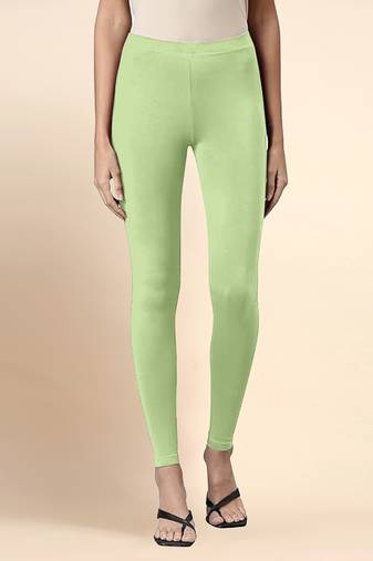 PaleGreen Microfiber elastane stretch soft ankle length leggings with ultrasoft waistband