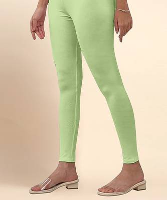 PaleGreen Microfiber elastane stretch soft ankle length leggings with ultrasoft waistband 3
