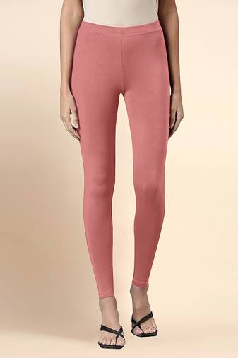 SalmonPink Microfiber elastane stretch soft ankle length leggings with ultrasoft waistband