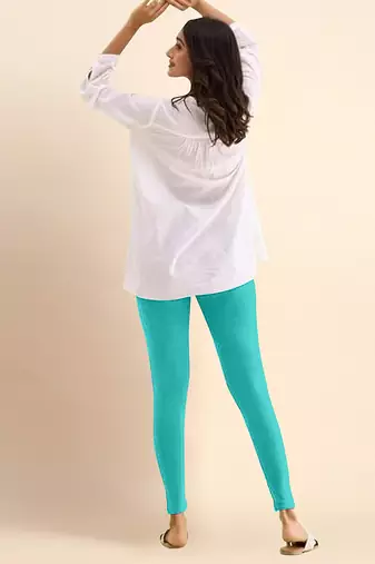 SeaGreen Microfiber elastane stretch soft ankle length leggings with ultrasoft waistband