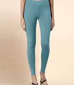 Teal Microfiber elastane stretch soft ankle length leggings with ultrasoft waistband