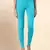 Turquoise Microfiber elastane stretch soft ankle length leggings with ultrasoft waistband