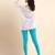 Turquoise Microfiber elastane stretch soft ankle length leggings with ultrasoft waistband