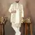 white embroidery & sequin work silk straight kurta set