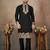 Black embroidery & sequence work silk straight kurta set
