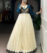 Graceful Off-White Zari Weaving Silk Festival Wear Gown