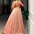 Captivating Peach Zari Weaving Silk Function Wear Gown