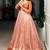 Captivating Peach Zari Weaving Silk Function Wear Gown