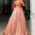 Captivating Peach Zari Weaving Silk Function Wear Gown