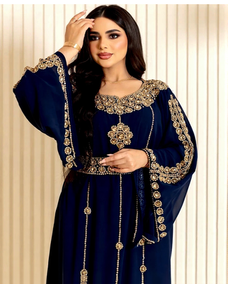Blue moroccan kaftans farasha abaya dress  long gown 1