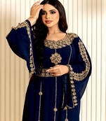 Blue moroccan kaftans farasha abaya dress  long gown