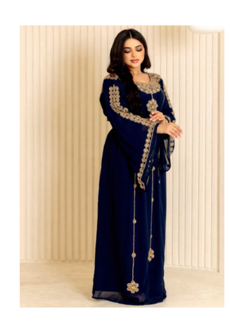 Blue moroccan kaftans farasha abaya dress  long gown 2