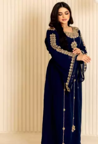 Blue moroccan kaftans farasha abaya dress  long gown