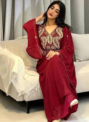 Marron Kaftans Farasha Abaya Dress  Long Gown 1