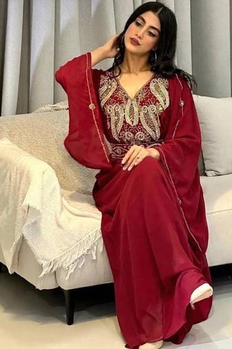 Marron Kaftans Farasha Abaya Dress  Long Gown
