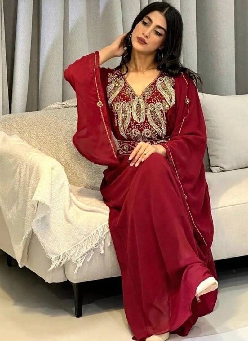Marron Kaftans Farasha Abaya Dress  Long Gown
