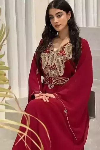 Marron Kaftans Farasha Abaya Dress  Long Gown