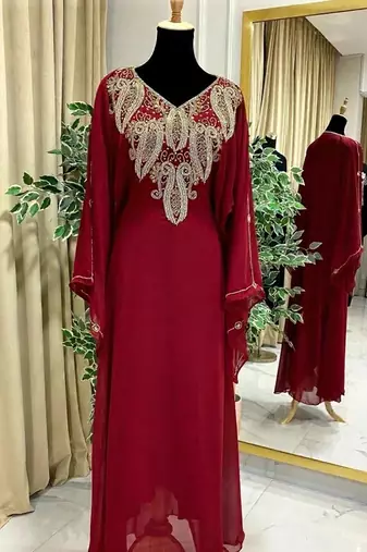 Marron Kaftans Farasha Abaya Dress  Long Gown