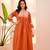 orange viscose rayon thread flared kurta pant set