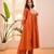 orange viscose rayon thread flared kurta pant set