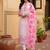 pink chanderi printed straight kurta pant and dupatta set