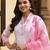 pink chanderi printed straight kurta pant and dupatta set