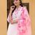 pink chanderi printed straight kurta pant and dupatta set