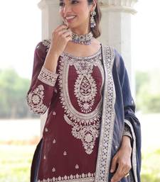 silk sequins & zari work kurta sharara and dupatta