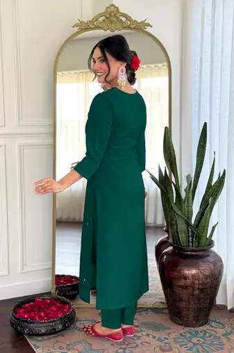 green roman silk straight kurta pant and dupatta set
