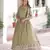 parrot green vichitra silk embroidered anarkali with koti