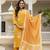 yellow rayon printed straight kurta pant and dupatta set